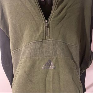 Like New Green & Black Adidas Hoodie with Stripe Sleeve